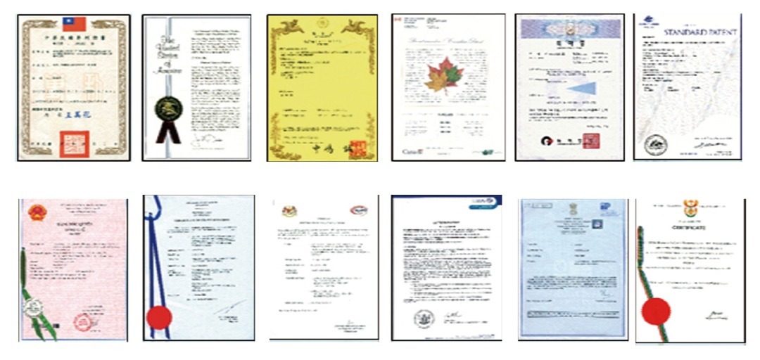 SR-100 Multi-Country Patent Certificates